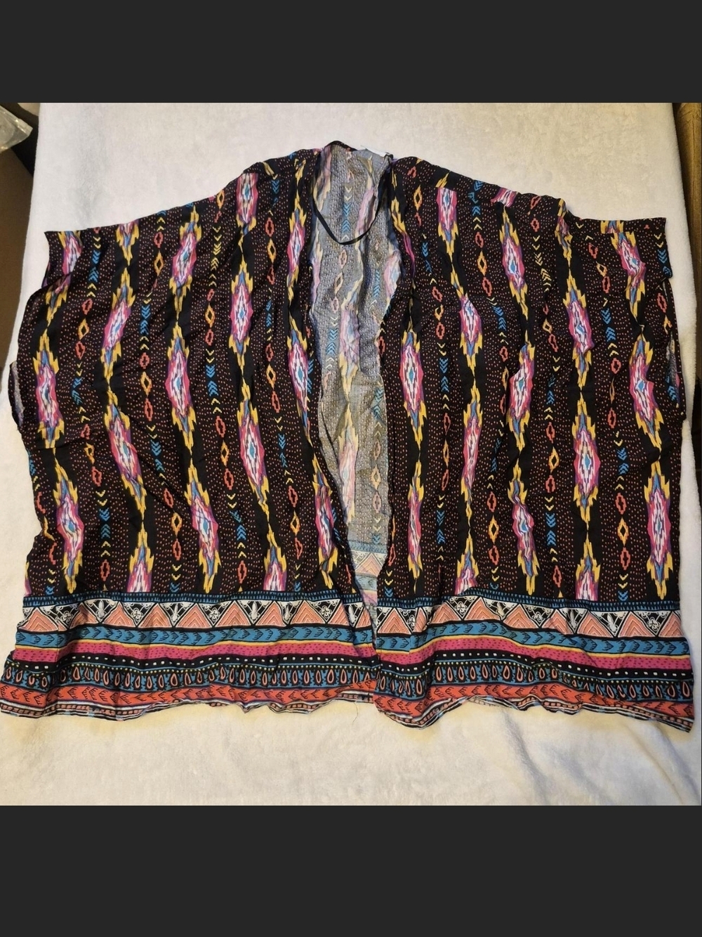 Poetry Black Multicolor Patterned Open Kimono